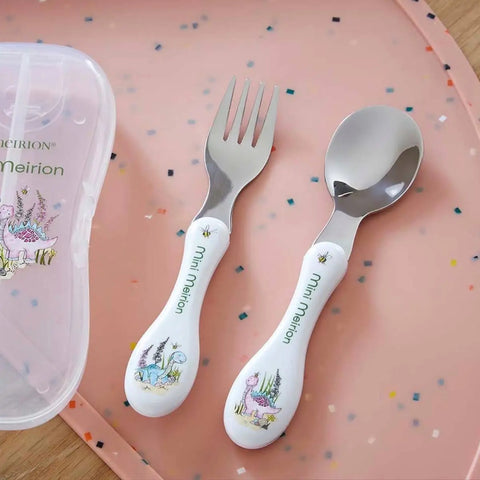 NEW - Portmeirion - Mini Meirion - 2 Piece Cutlery Set and Case - Dinosaur
