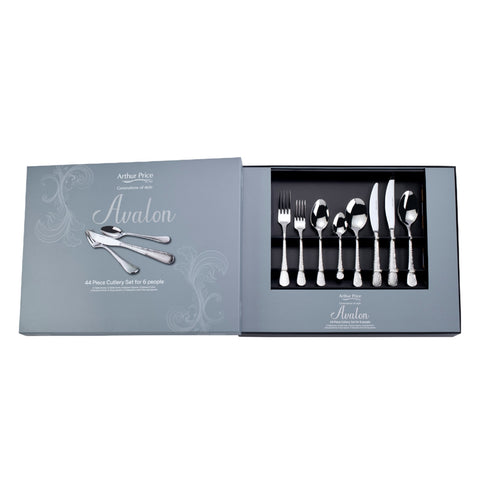 NEW - Arthur Price - Avalon - Stainless Steel - 44 Piece 6 Person Cutlery Set