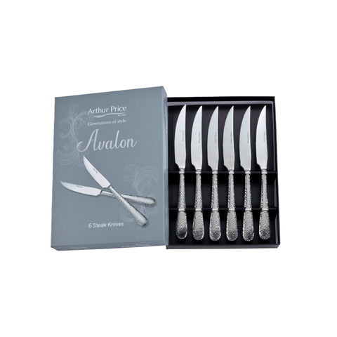 NEW - Arthur Price - Avalon - Stainless Steel - Set of 6 Steak Knives
