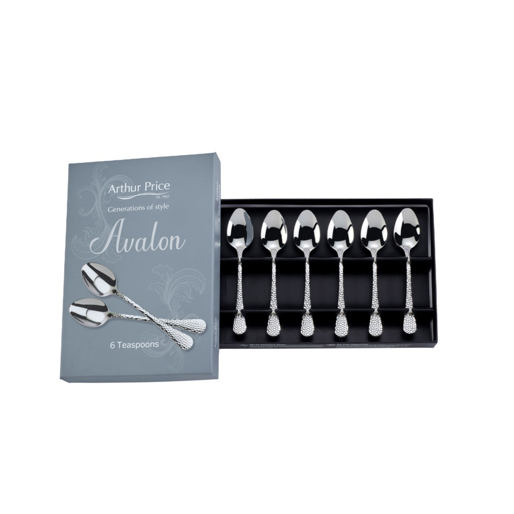 NEW - Arthur Price - Avalon - Stainless Steel - Set of 6 Teaspoons