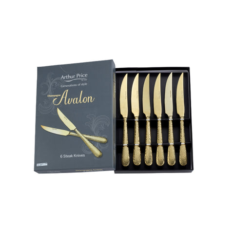 NEW - Arthur Price - Avalon - Champagne Gold - Set of 6 Steak Knives