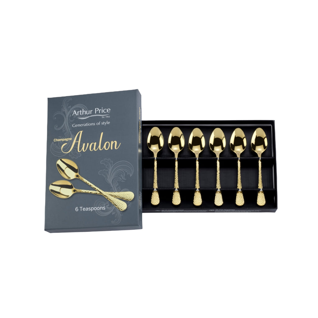 NEW - Arthur Price - Avalon - Champagne Gold - Set of 6 Teaspoons