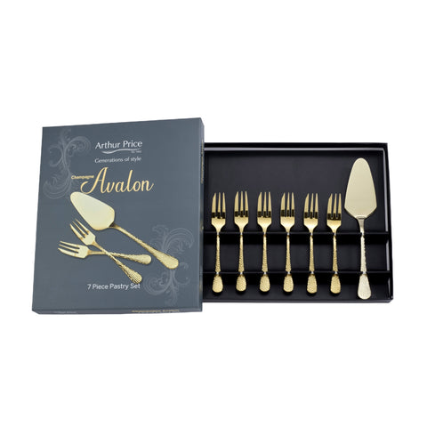NEW - Arthur Price - Avalon - Champagne Gold - 7 Piece Pastry Set