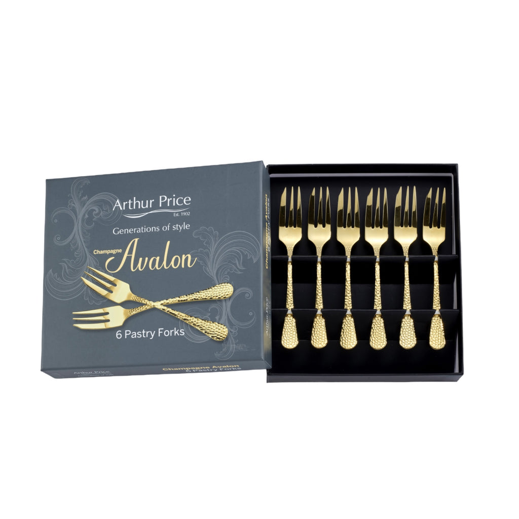 NEW - Arthur Price - Avalon - Champagne Gold - Set of 6 Pastry Forks
