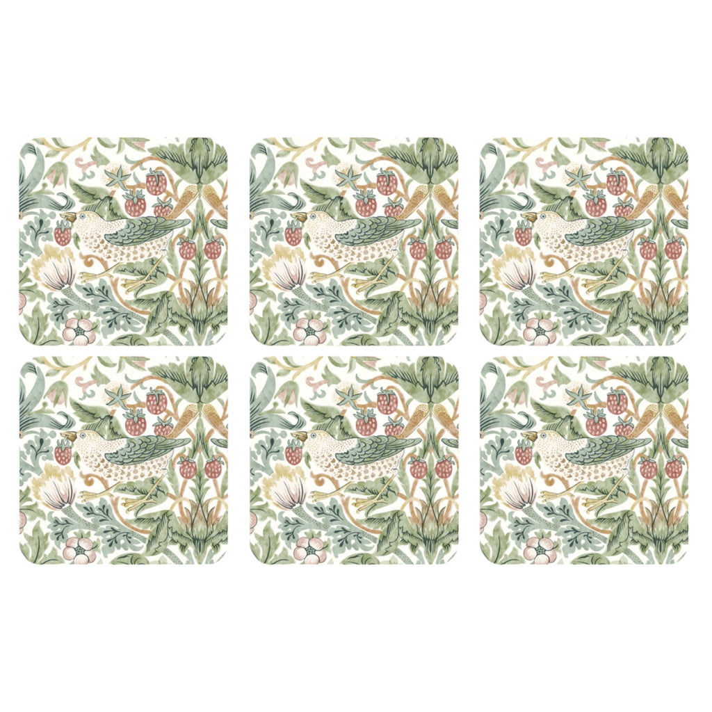 NEW - Morris & Co - Box Set of 6 Coasters - Strawberry Thief