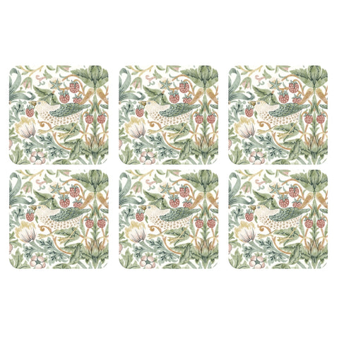 NEW - Morris & Co - Box Set of 6 Coasters - Strawberry Thief
