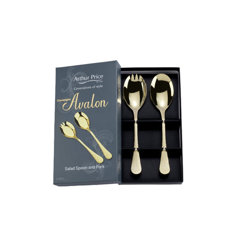 NEW - Arthur Price - Avalon - Champagne Gold - Pair of Salad Servers Set