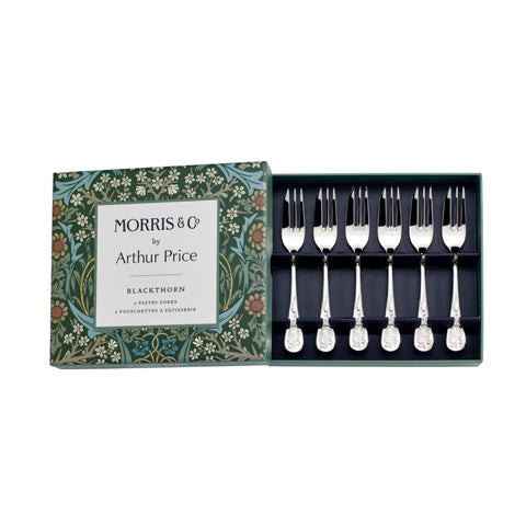 Arthur Price - Morris & Co - Black Thorn - Boxed Set of 6 Pastry Forks