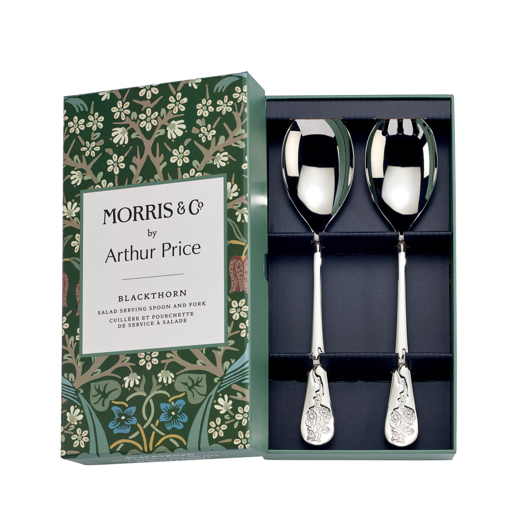 Arthur Price - Morris & Co - Black Thorn - Boxed Salad Serving Spoon & Fork