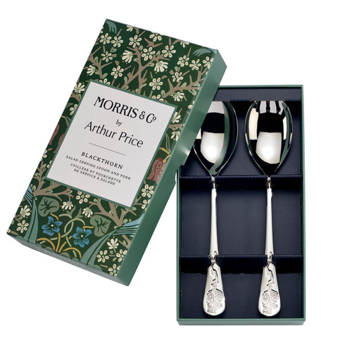 Arthur Price - Morris & Co - Black Thorn - Boxed Salad Serving Spoon & Fork