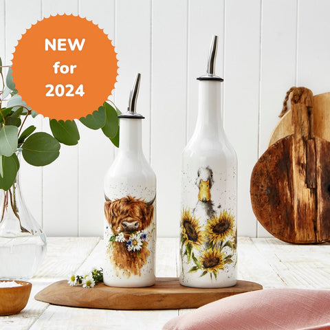 NEW - Wrendale - Oil & Vinegar Set - Highland Cow & Duck