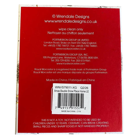 NEW - LIMITED EDITION - Wrendale - Christmas - Bauble Decoration - Annual 2026 Snow Place Like Home