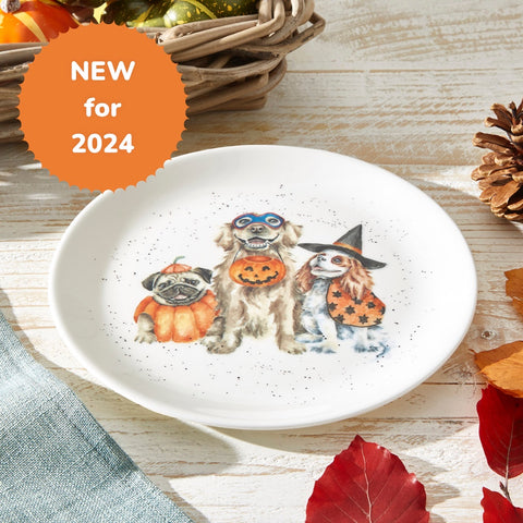 NEW - Wrendale - Halloween - Coupe Side Plate  - Trick or Treat Dogs