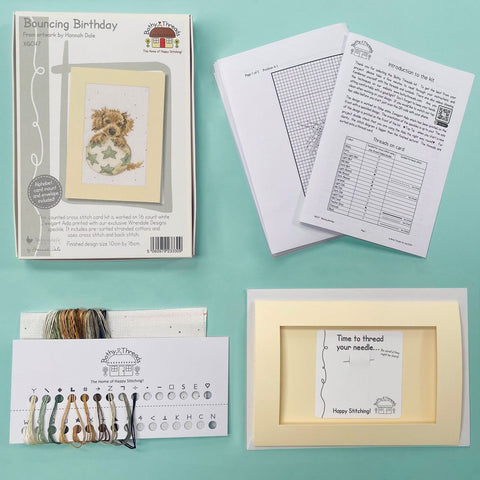 Bothy Threads - Wrendale - Greeting Card Cross Stitch Kit - Bouncing Birthday