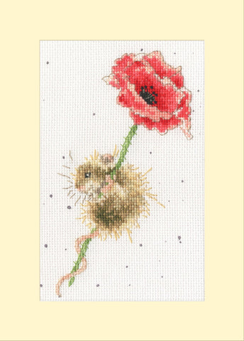 NEW - Bothy Threads - Wrendale - Greeting Card Cross Stitch Kit - Poppy Mouse