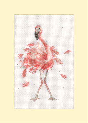 NEW - Bothy Threads - Wrendale - Greeting Card Cross Stitch Kit - Pretty In Pink