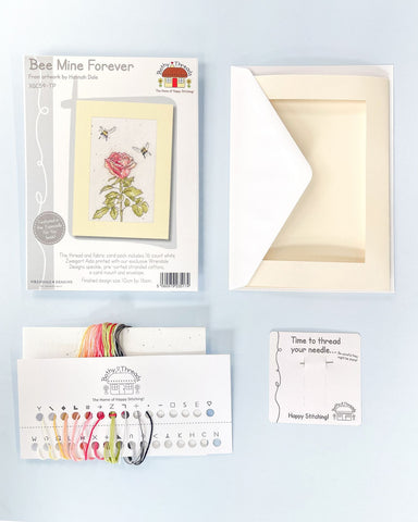 NEW - Bothy Threads - Wrendale - Greeting Card Cross Stitch Kit - Bee Mine Forever