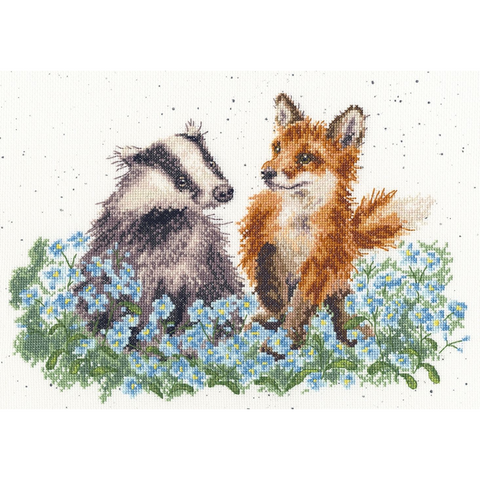 Bothy Threads - Wrendale - Cross Stitch Kit - The Woodland Glade - Badger and Fox