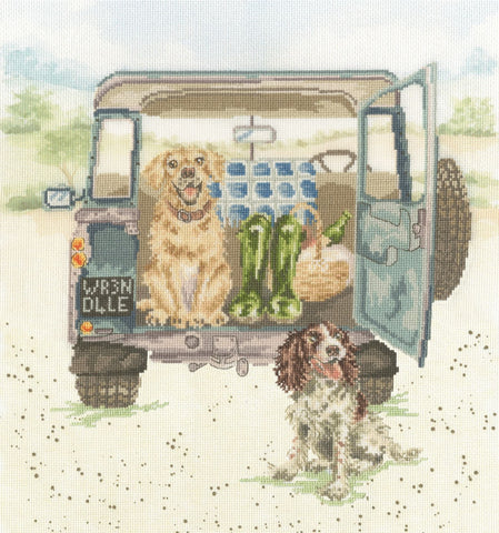 Bothy Threads - Wrendale - Cross Stitch Kit - Paws for a Picnic - Dogs and Landrover