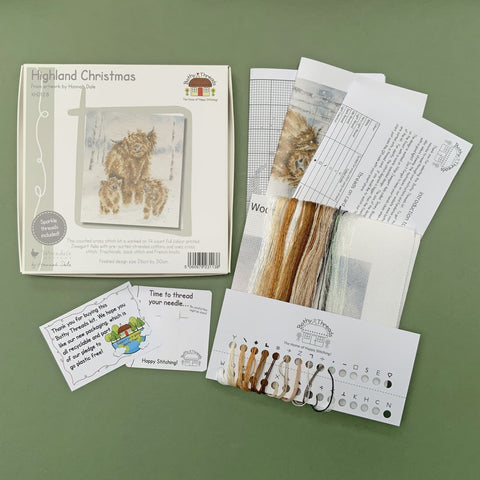 Bothy Threads - Wrendale - Cross Stitch Kit - Highland Christmas - Highland Cattle