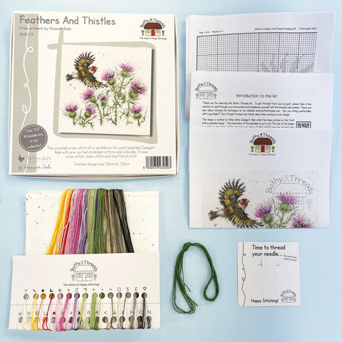 NEW - Bothy Threads - Wrendale - Cross Stitch Kit - Feathers And Thistles