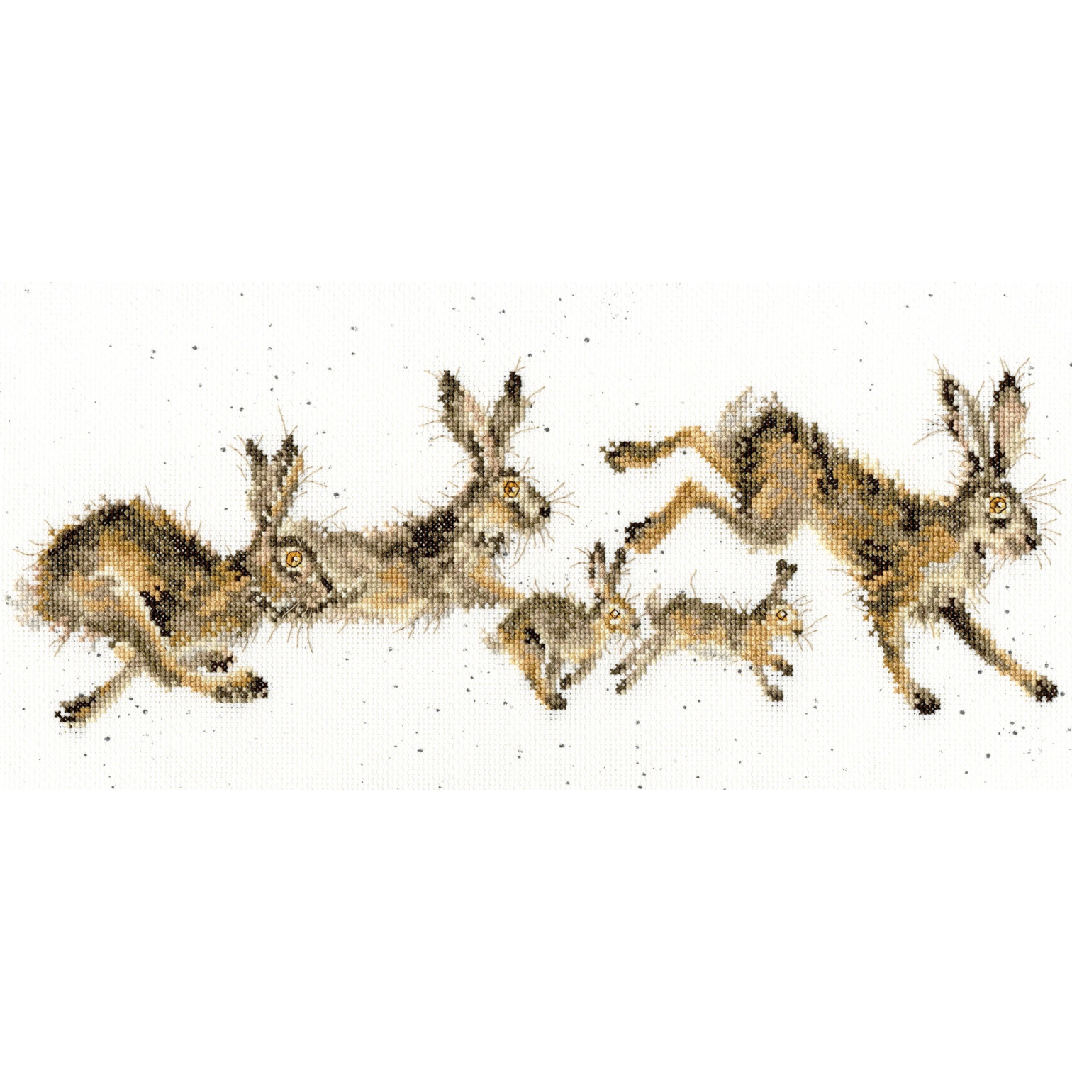 Bothy Threads Wrendale Cross Stitch Kit Spring In Your Step A line of Hares