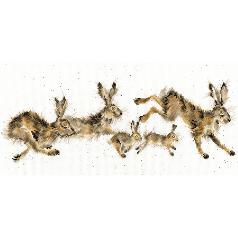 Bothy Threads - Wrendale - Cross Stitch Kit - Spring In Your Step - A line of Hares