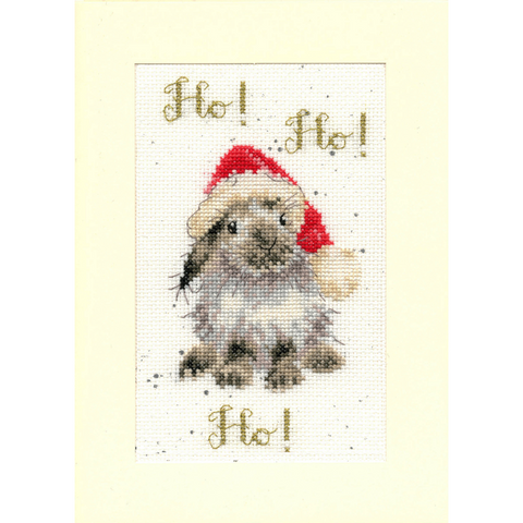 Bothy Threads - Wrendale - Christmas Card Cross Stitch Kit - Ho! Ho! Ho! - Rabbit