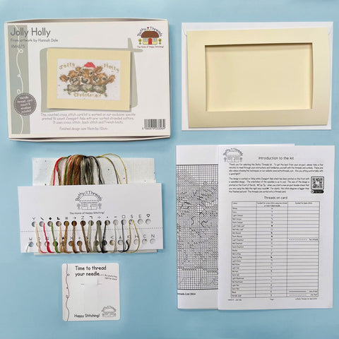 Bothy Threads - Wrendale Christmas - Greeting Card Cross Stitch Kit - Jolly Holly Cows
