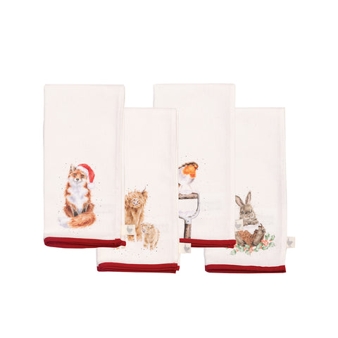 NEW - Wrendale - Christmas - Fabric Napkins