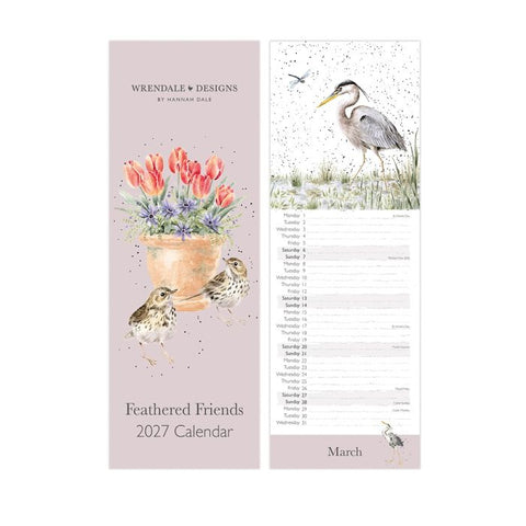 NEW - Wrendale - Feathered Friends - Slim Calendar - 2027