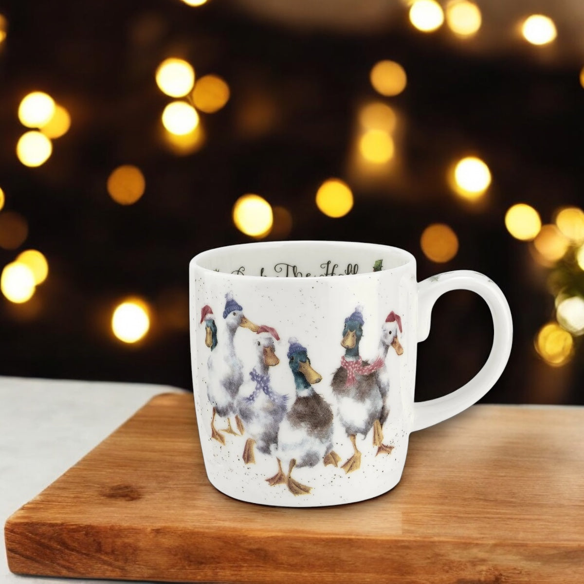 HALF PRICE OFFER Wrendale Christmas Bone China Mug Duck The Hall