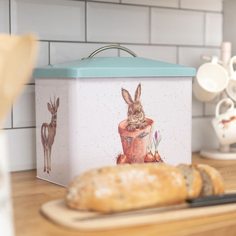 Wrendale - Bread Bin - Teal Lid - Rabbit, Roe Deer, Mice & Pheasant