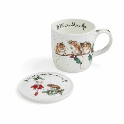 Wrendale - Christmas - Mug & Coaster Set - Winter Mice