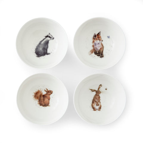 Wrendale - Deep Bowl - 15.5cm / 6.1" - Set of 4 - Badger, Fox, Squirrel & Hare