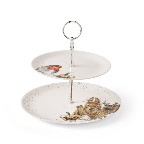 Wrendale - Christmas Collection - 2 Tiered Cake Stand - Robin & Bunny