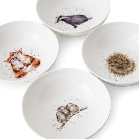 Wrendale - Cereal Bowl - 15.3cm / 6" - Set of 4 - Badger, Hedgehog, Fox & Owl