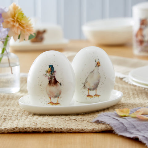 NEW - Wrendale - Salt & Pepper Set with Tray - Ducks