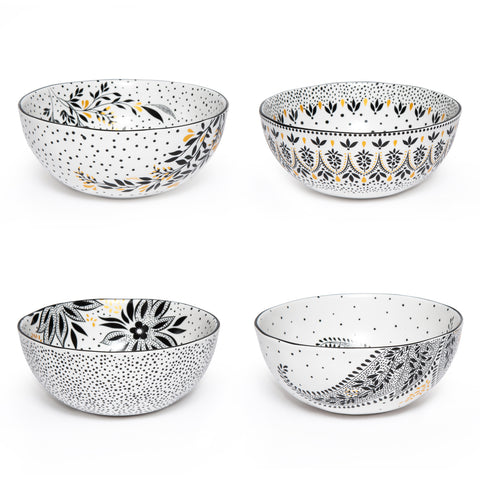 Sara Miller - Artisanne Noir - Medium Bowl - Set of 4