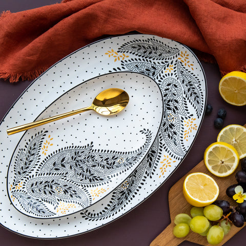 Sara Miller - Artisanne Noir - Oval Serving Platter - Medium - Paisley