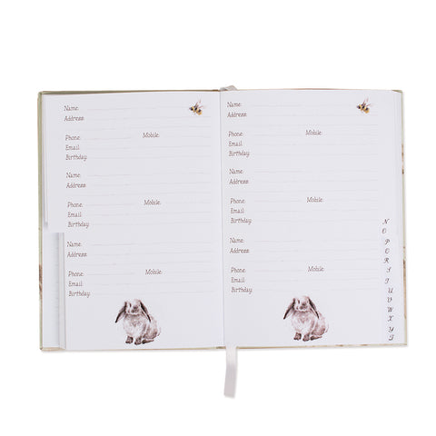 Wrendale Address & Birthday Book -  Flower Pot Rabbit