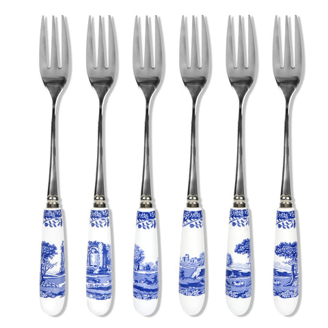 Spode - Blue Italian - Pastry Fork - Box Set of 6