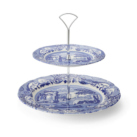 Spode - Blue Italian  - 2 Tiered Cake Stand