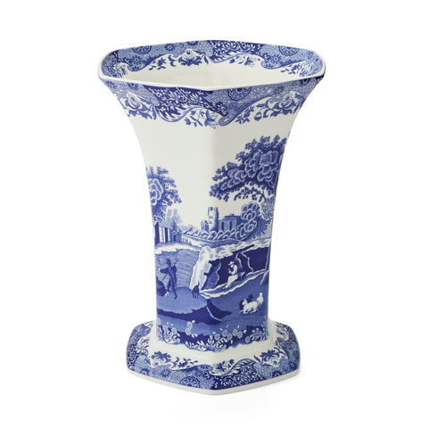 Spode - Blue Italian -  Large Tall Vase - Hexagonal