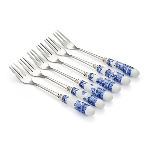 Spode - Blue Italian - Pastry Fork - Box Set of 6