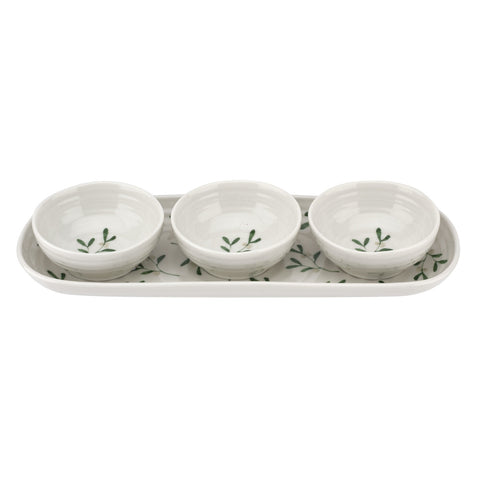 Sophie Conran Mistletoe 3 Mini Dip Bowls & Tray Set