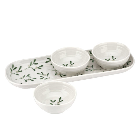 Sophie Conran Mistletoe 3 Mini Dip Bowls & Tray Set