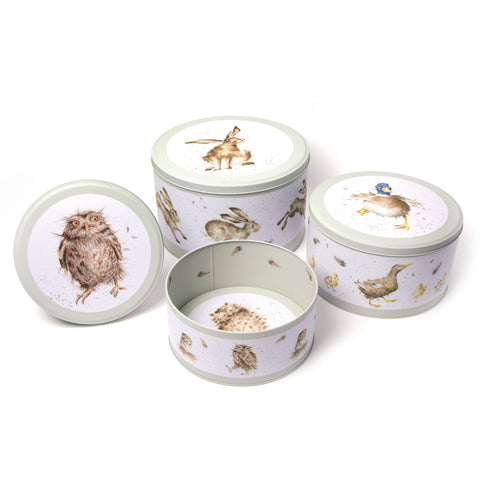Wrendale - Nest of 3 Cake Tins - Hedgehog + Fox + Cow
