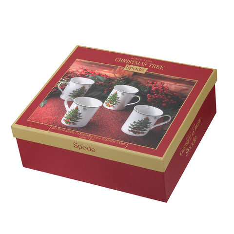 Spode Christmas Tree - Bone China Mugs - Gift Box Set of 4