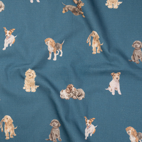 Wrendale - Home - Fabric - Busy Dog Teal